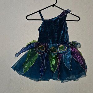 Gymboree Peacock Dress Costume Velour Leotard Tulle Tutu Skirt Girls Small 5-6